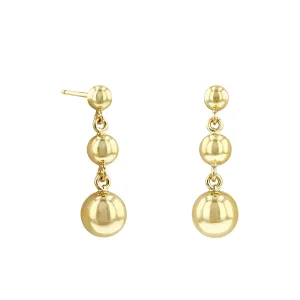 Soleil collection Triple Ball Drop Earrings | 9K Solid Yellow Gold