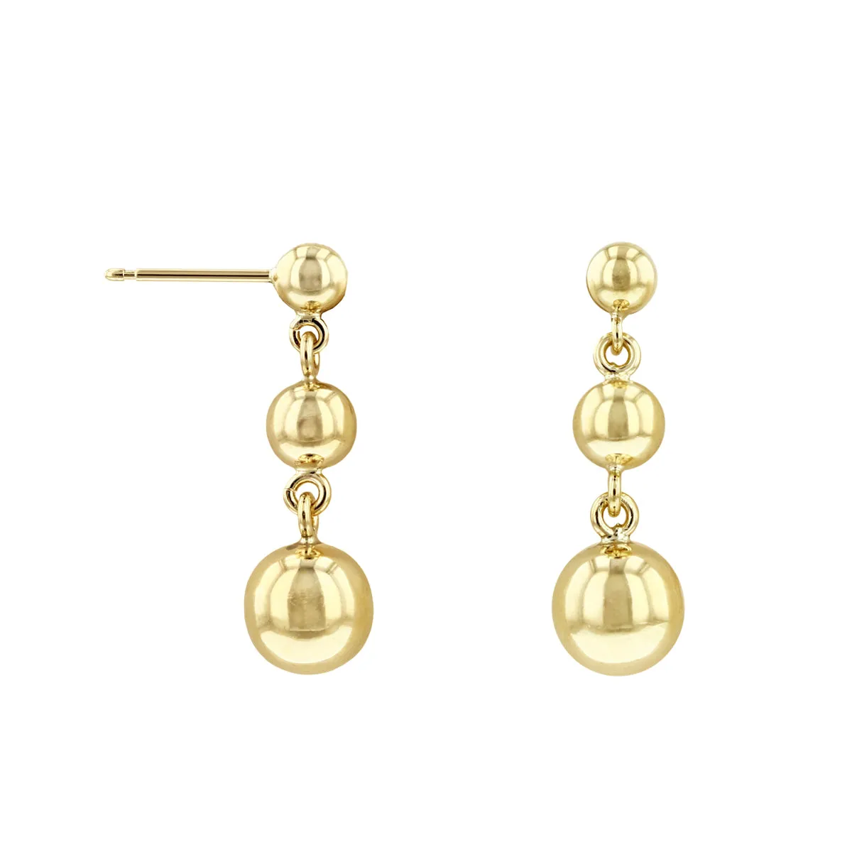 Soleil collection Triple Ball Drop Earrings | 9K Solid Yellow Gold