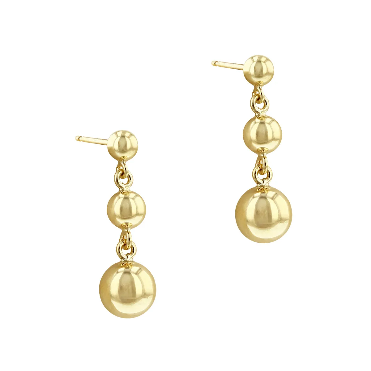 Soleil collection Triple Ball Drop Earrings | 9K Solid Yellow Gold