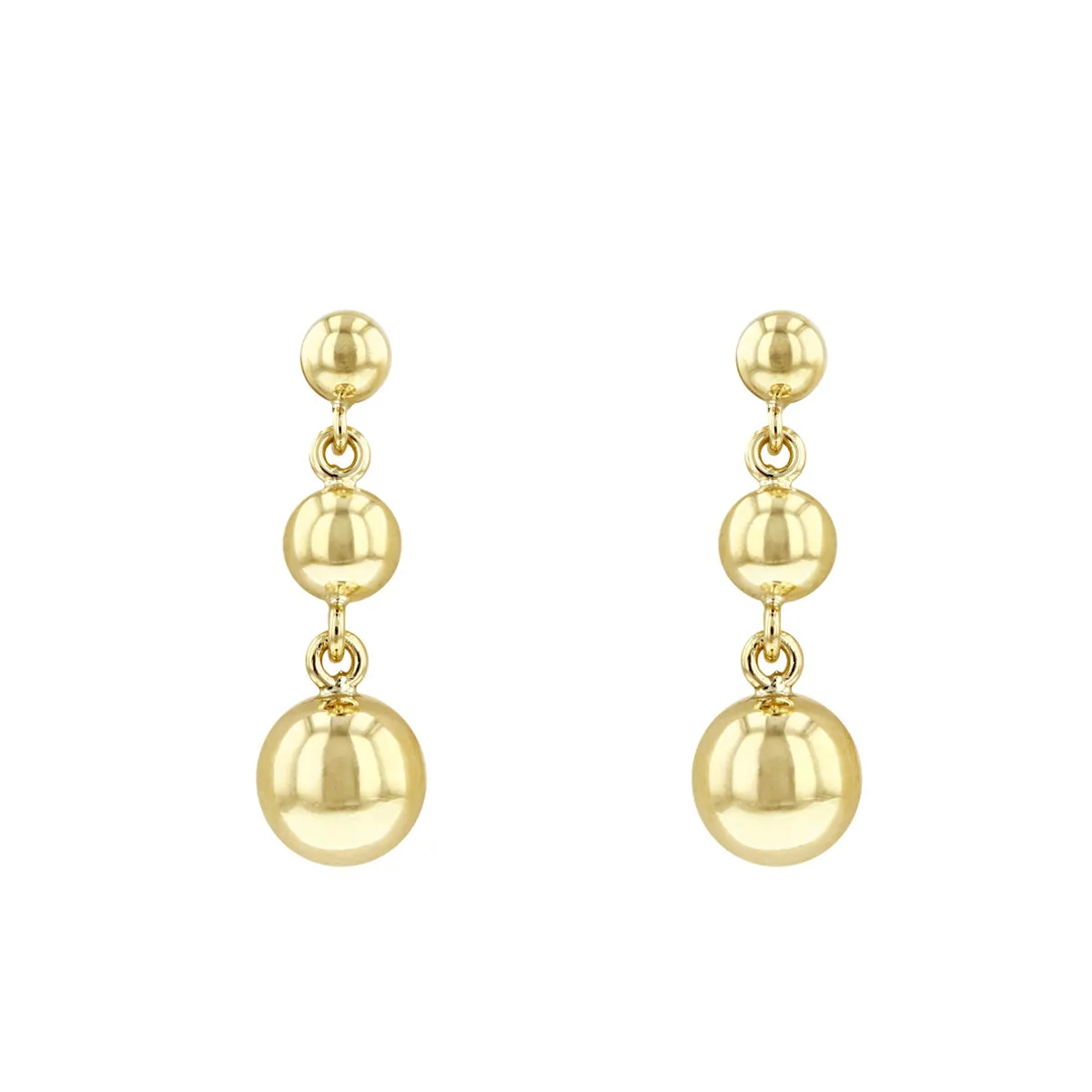 Soleil collection Triple Ball Drop Earrings | 9K Solid Yellow Gold