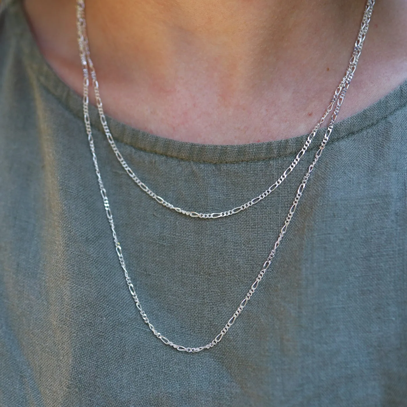 Sterling Silver Figaro Chain - 24"