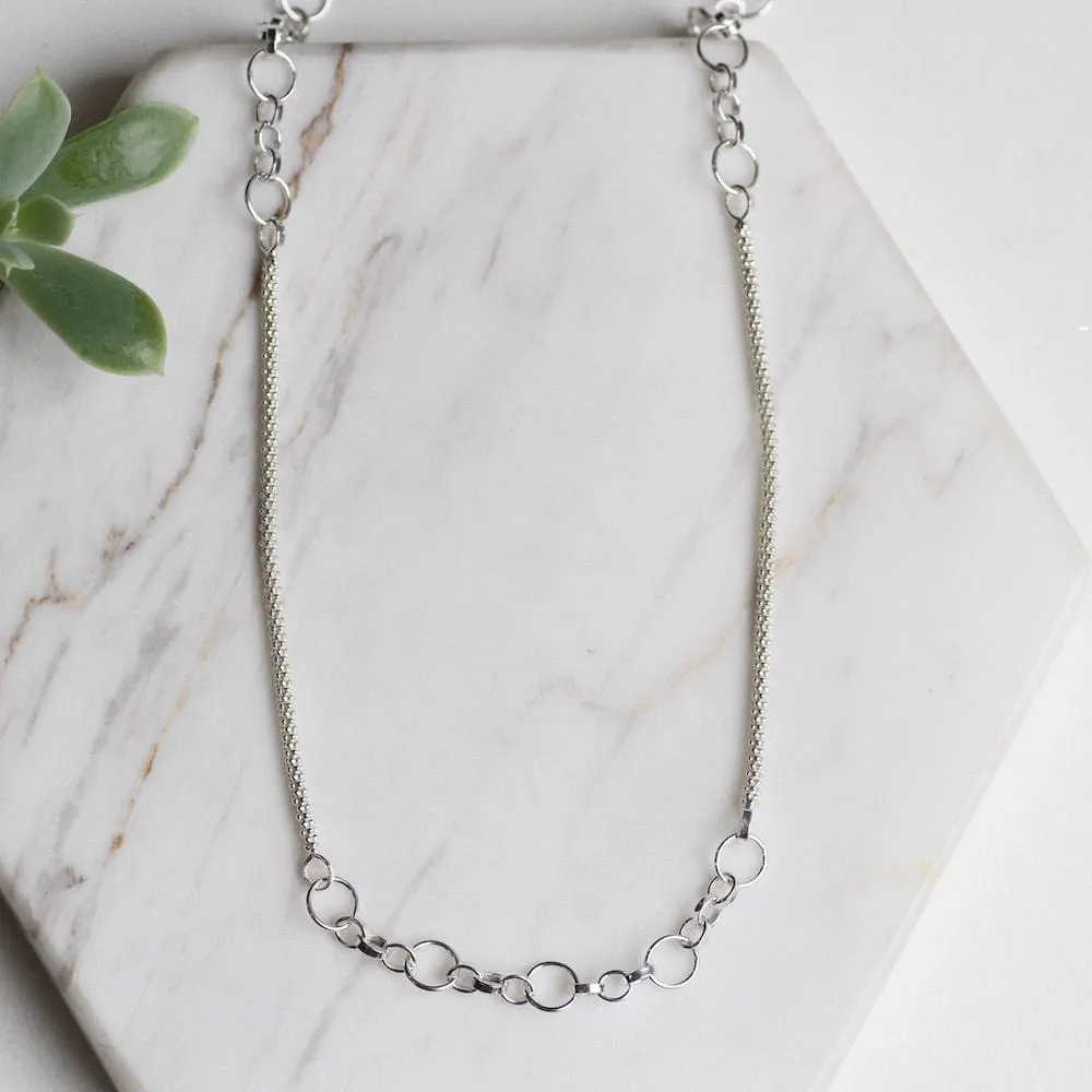 Sterling Silver Mesh Chain with Open Ring Chain Stations