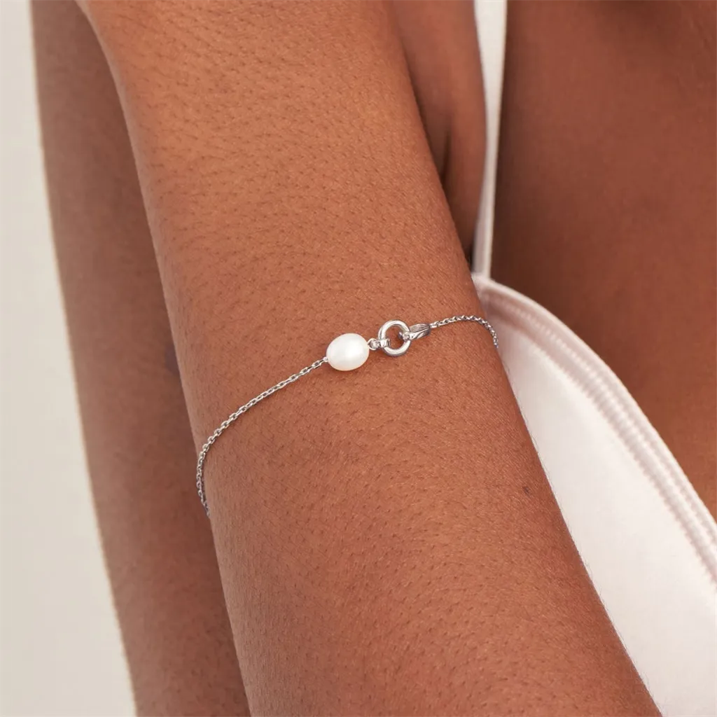 Sterling Silver Pearl Interlocking Link Bracelet by Ania Haie