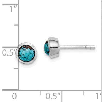 Sterling Silver Round Turquoise Post Earrings