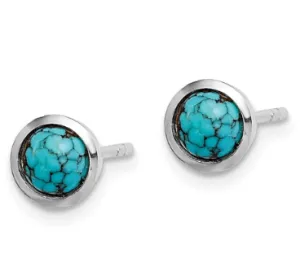 Sterling Silver Round Turquoise Post Earrings