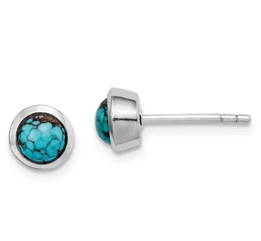 Sterling Silver Round Turquoise Post Earrings