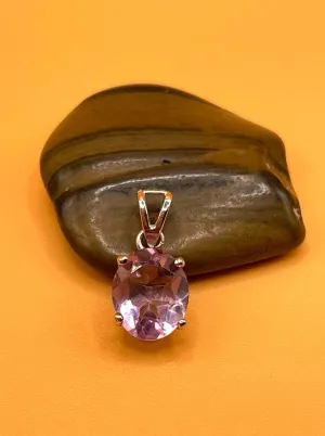 Sterling Silver Tibetan Amethyst Oval Shape Pendent