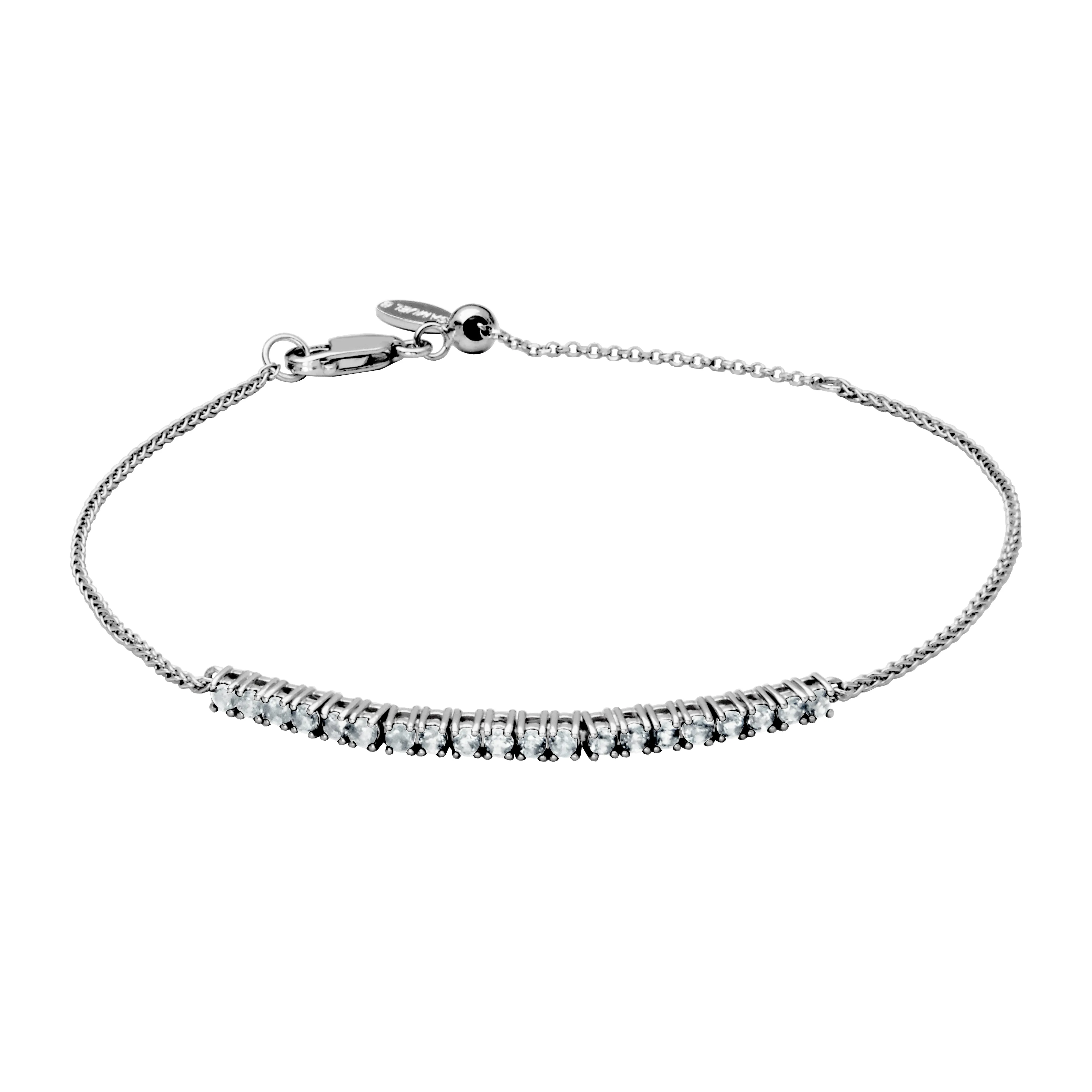 Sterling Silver White Topaz 2mm Adjustable "Dazzle" Bracelet