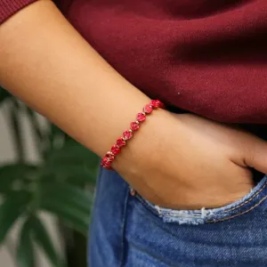 Stoned Heart Red - Stone Heart Accent Bracelet