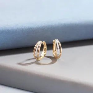 Striped Medium Diamond Hoops