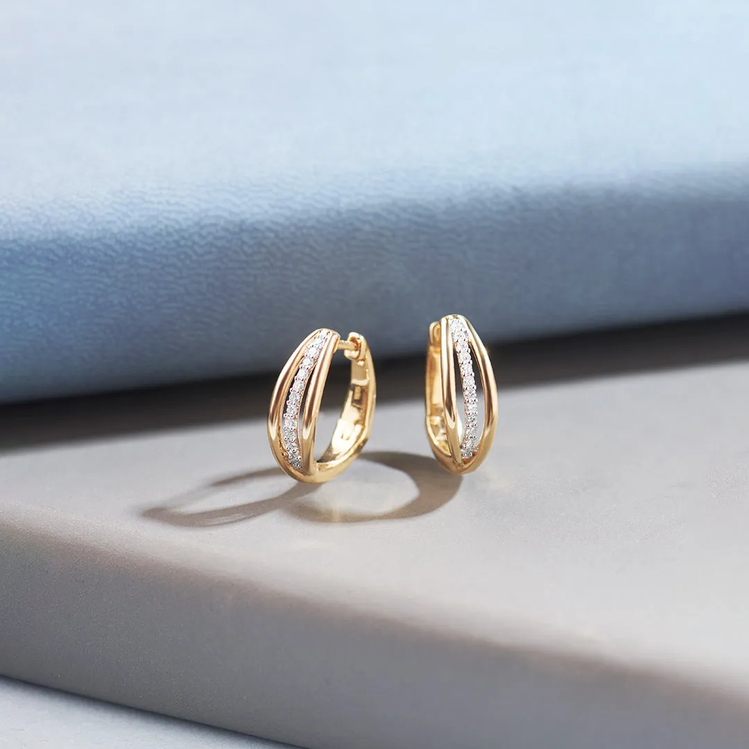 Striped Medium Diamond Hoops