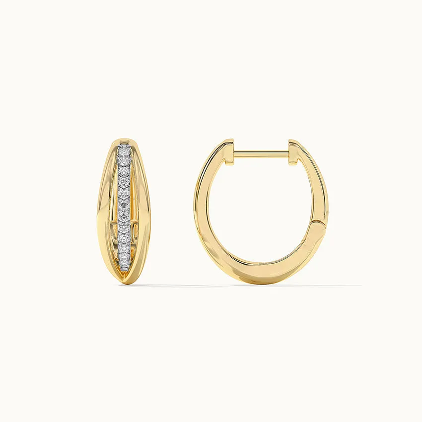 Striped Medium Diamond Hoops