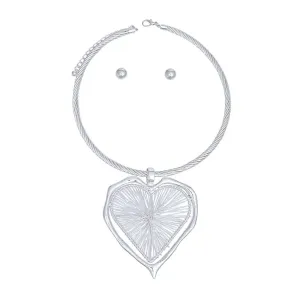 Stunning Silver Drop Heart Pendant Necklace Set - Get It Now!