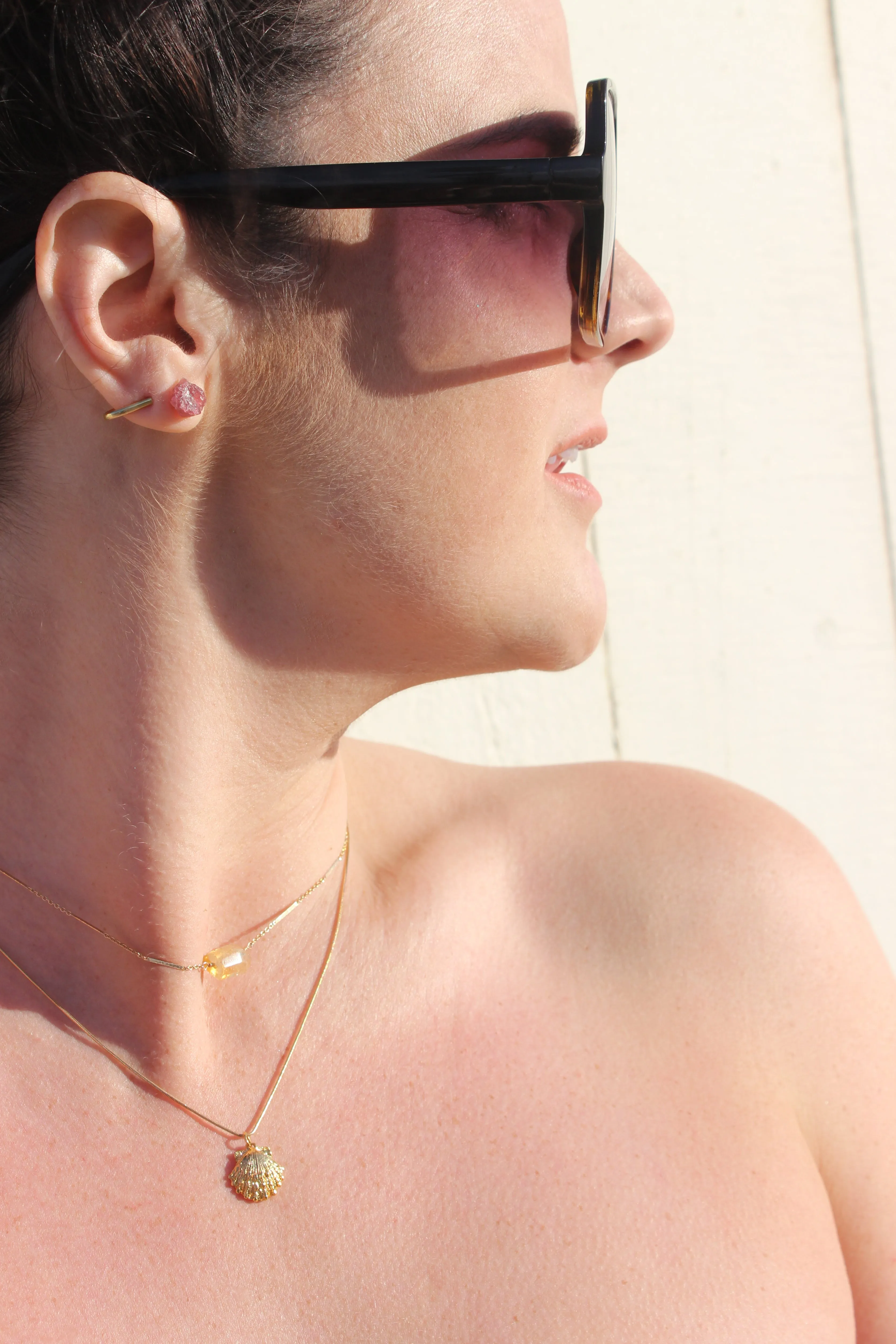 Sunny // Citrine Necklace on Drawn Cable Chain, Gold, Beach Jewelry // BH-N042