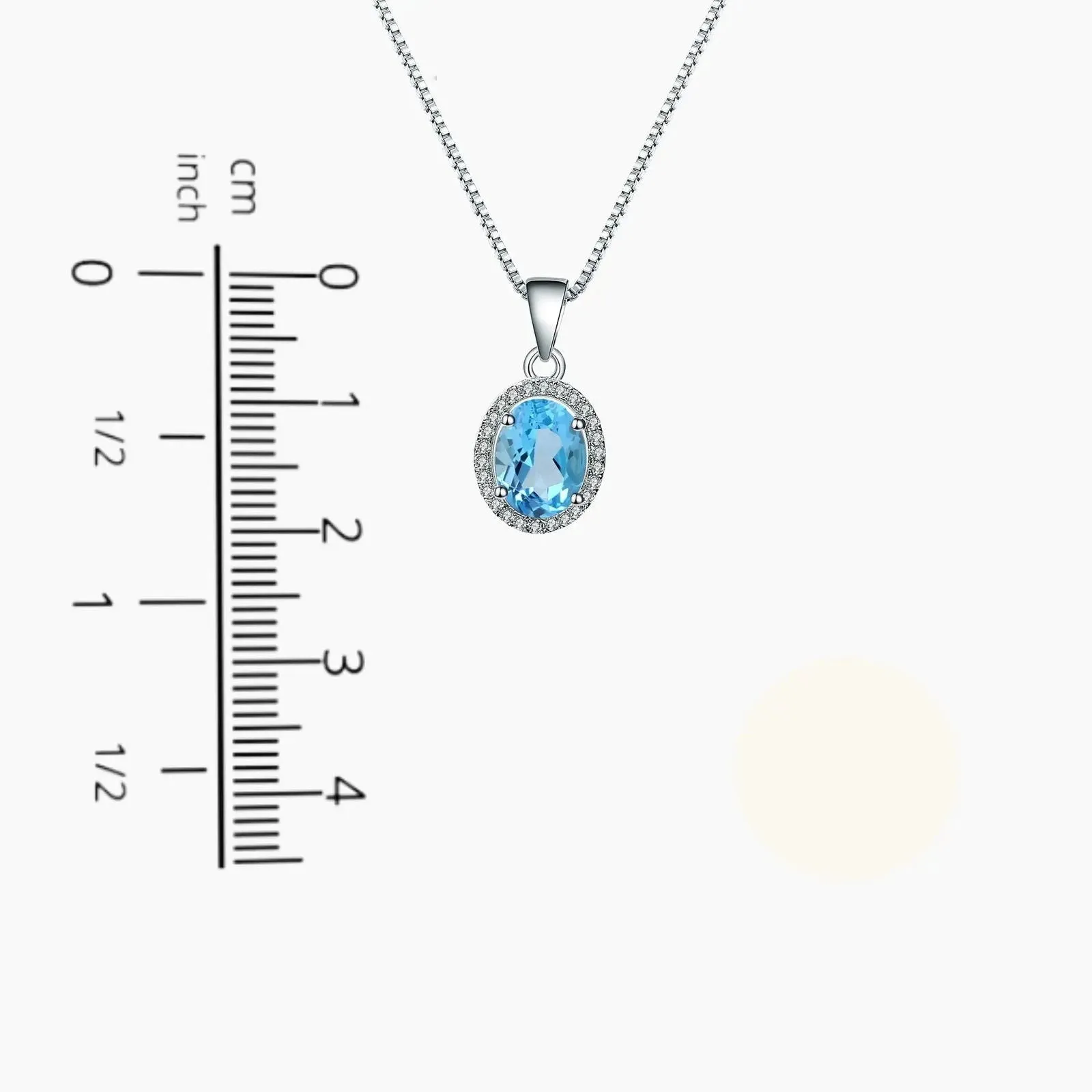 Swiss Bule Topaz Oval Cut Regal Pendant Necklace in Sterling Silver