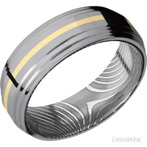 Tantalum with Polish , Polish Finish and 14K Yellow Gold Inlay and Flattwist - 7MM