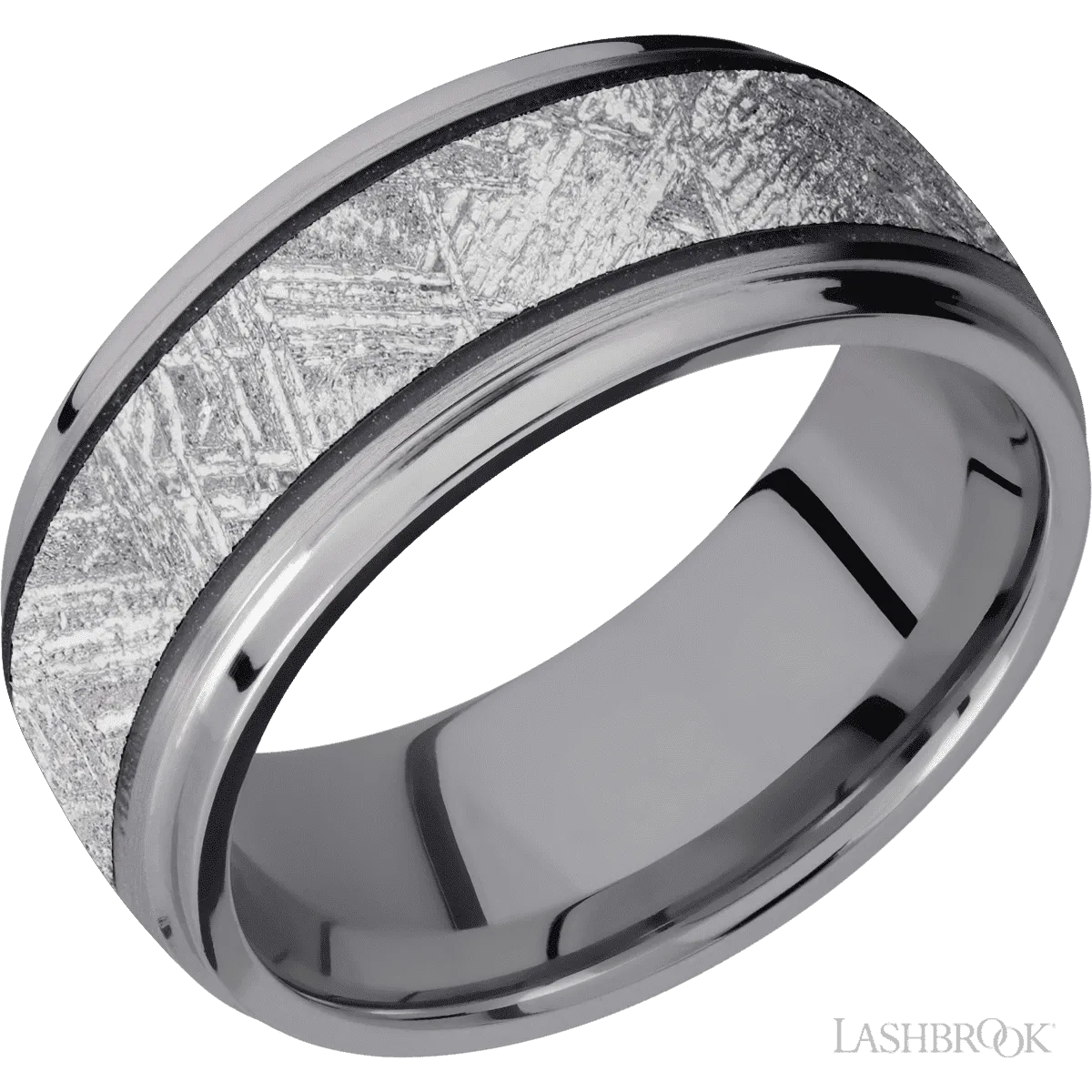 Tantalum with Satin , Polish Finish and Meteorite Inlay -  9 MM