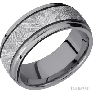 Tantalum with Satin , Polish Finish and Meteorite Inlay -  9 MM