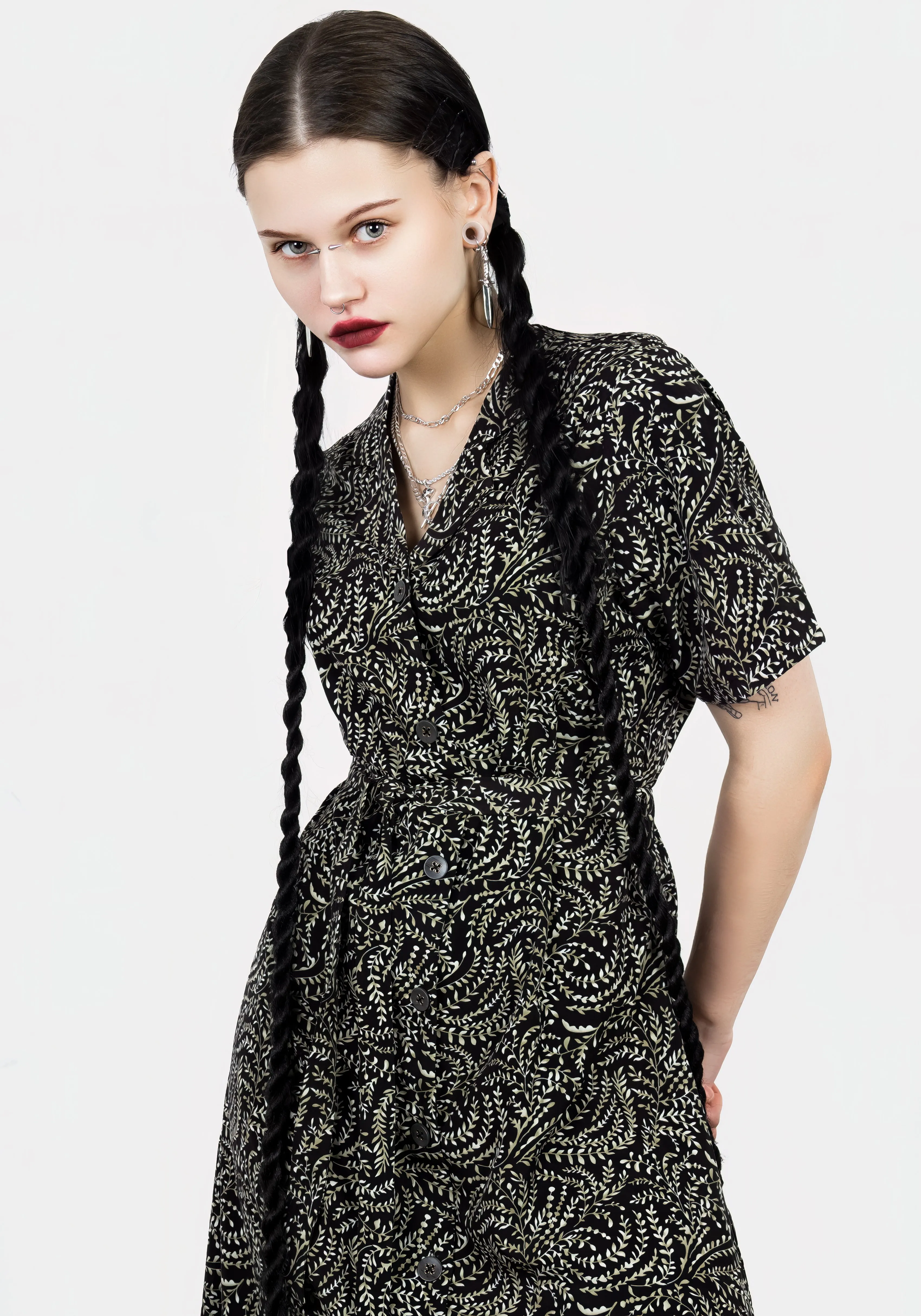 Tendril Midi Shirt Dress