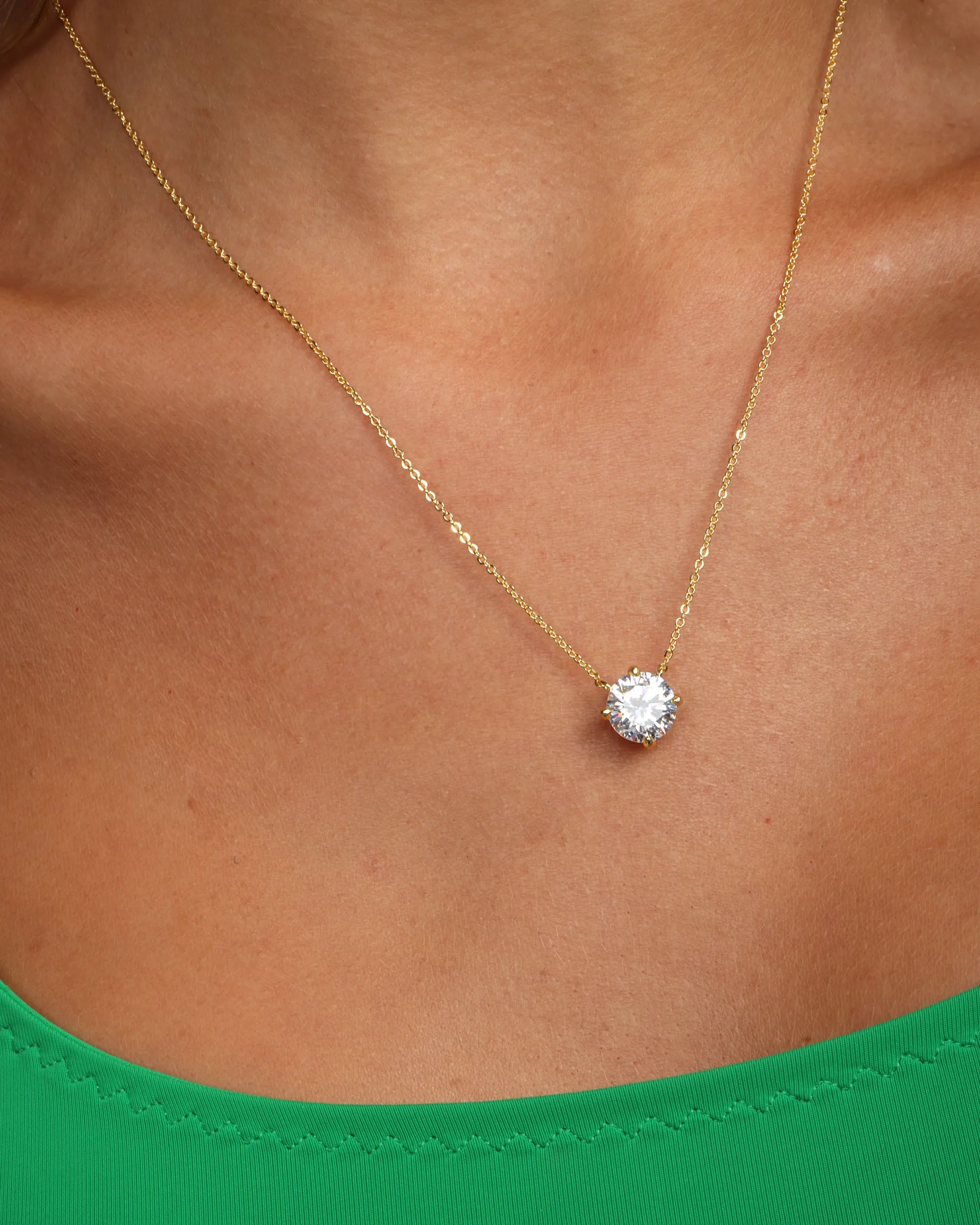 The Monarch Round Cut Necklace - Gold|White Diamondettes