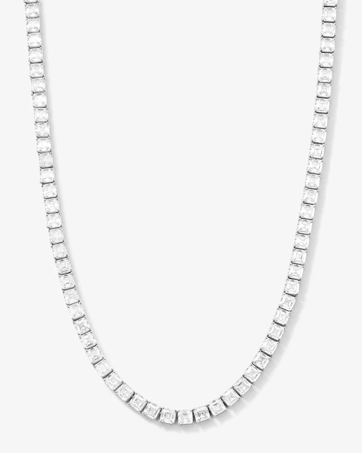 The Queen's Tennis Necklace 16" - Silver|White Diamondettes