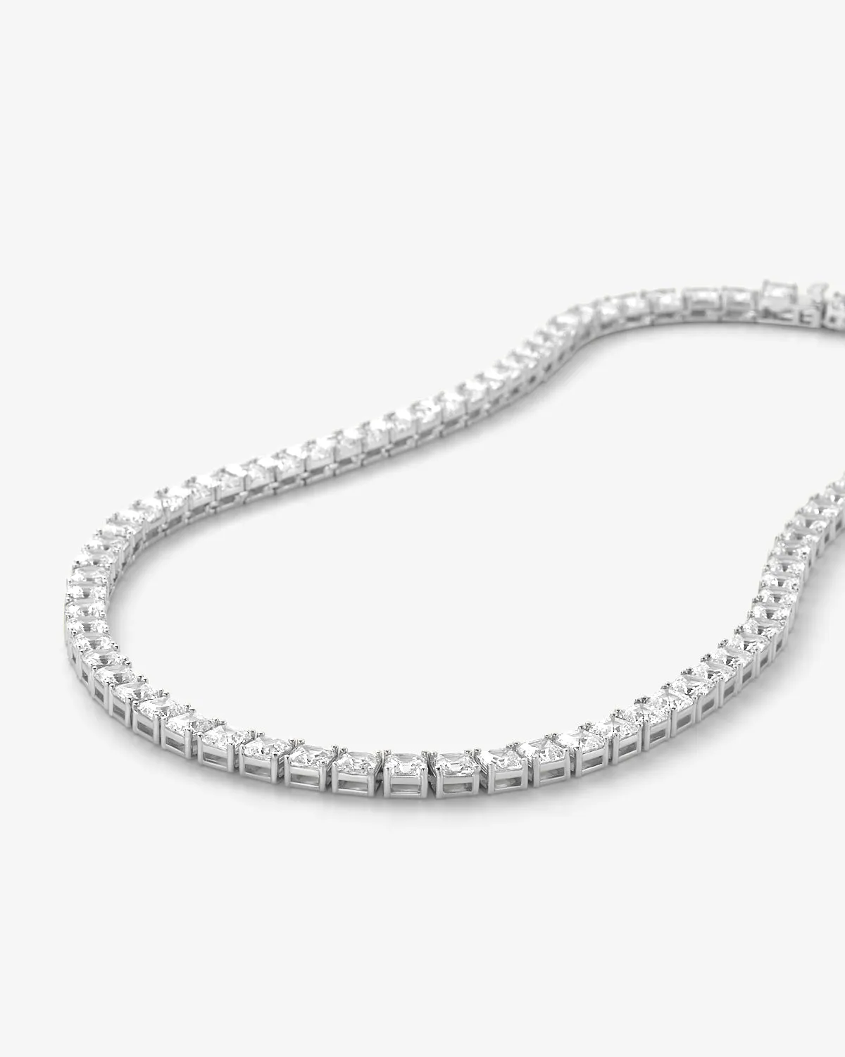 The Queen's Tennis Necklace 16" - Silver|White Diamondettes