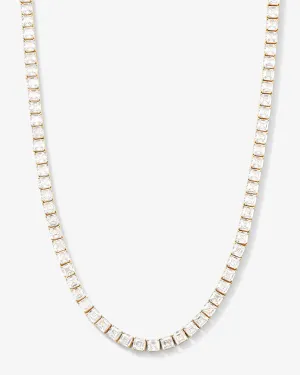 The Queen's Tennis Necklace 24" - Gold|White Diamondettes