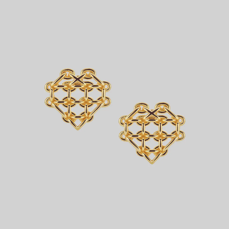 The Supreme Heart Chain Earrings - Gold