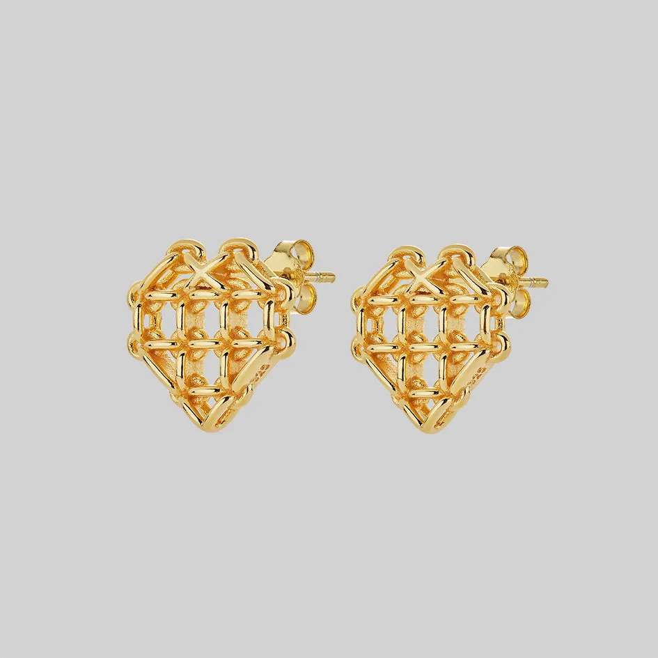 The Supreme Heart Chain Earrings - Gold