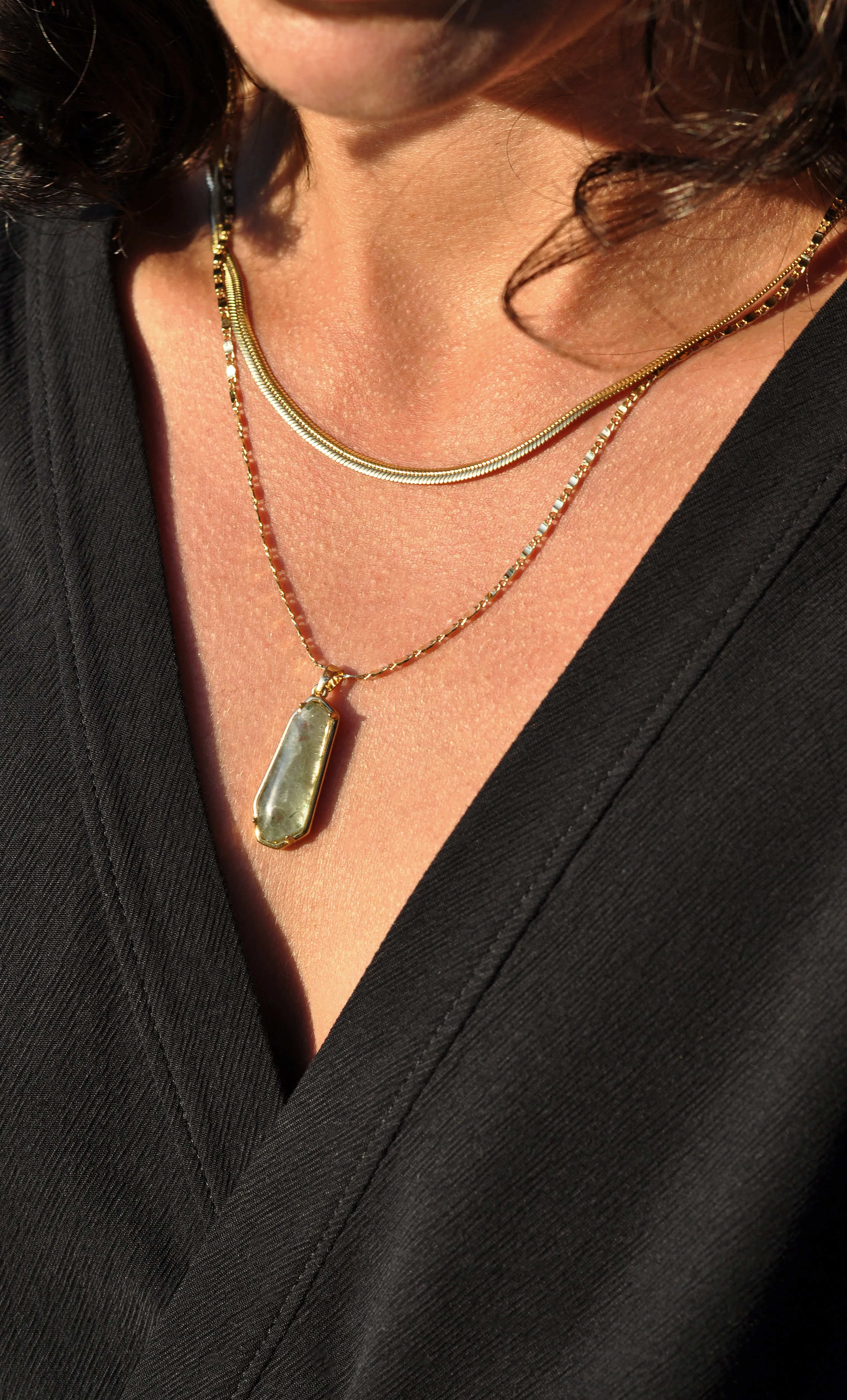 The Tunik Night Ocean Aventurine Pendant Necklace - Gold