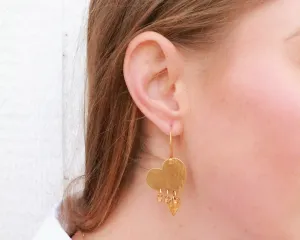 The Valentina Earrings - Gold Heart Dangle Earrings, Heart Jewelry, Dangle Earrings,Long Statement Earrings,Gold Heart Jewelry,Love Earrings