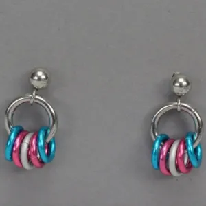 Tiny Hoop Flag Earrings - Trans Pride