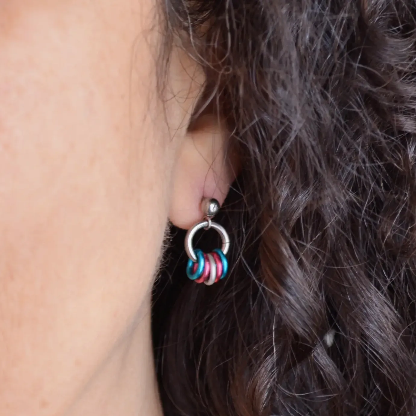 Tiny Hoop Flag Earrings - Trans Pride