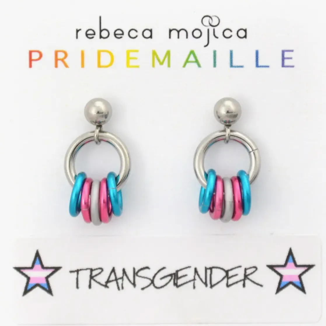 Tiny Hoop Flag Earrings - Trans Pride