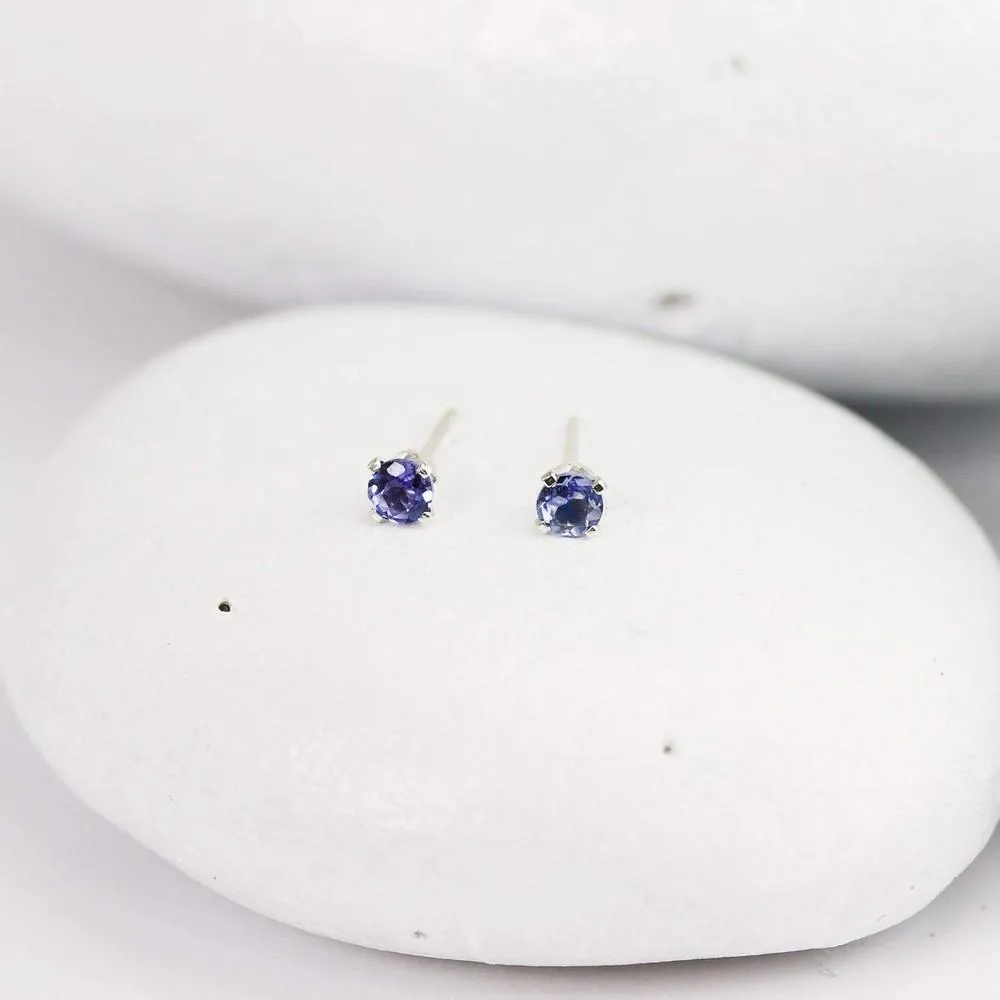 Tiny Tanzanite Stud Earrings