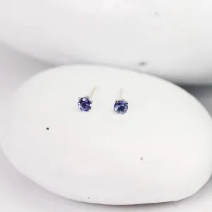 Tiny Tanzanite Stud Earrings