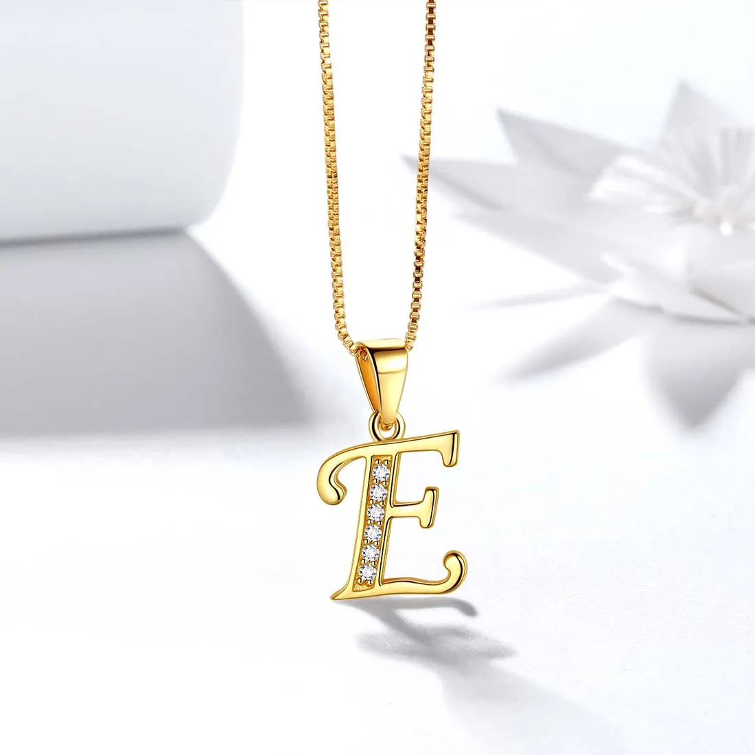 Tokyo Mart Letter E Initial Necklaces Pendant Women Men Name Jewelry Gift 925 Silver