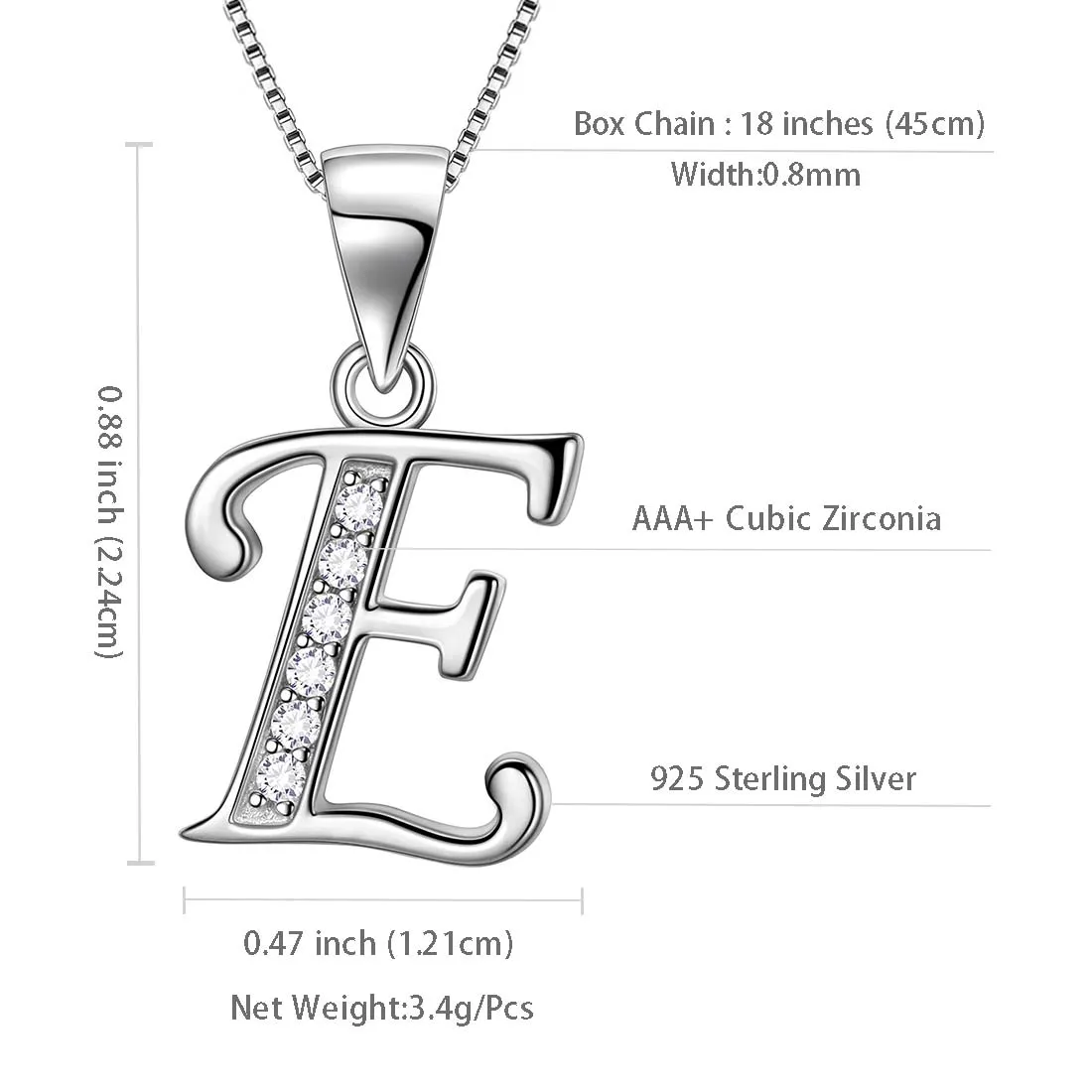 Tokyo Mart Letter E Initial Necklaces Pendant Women Men Name Jewelry Gift 925 Silver