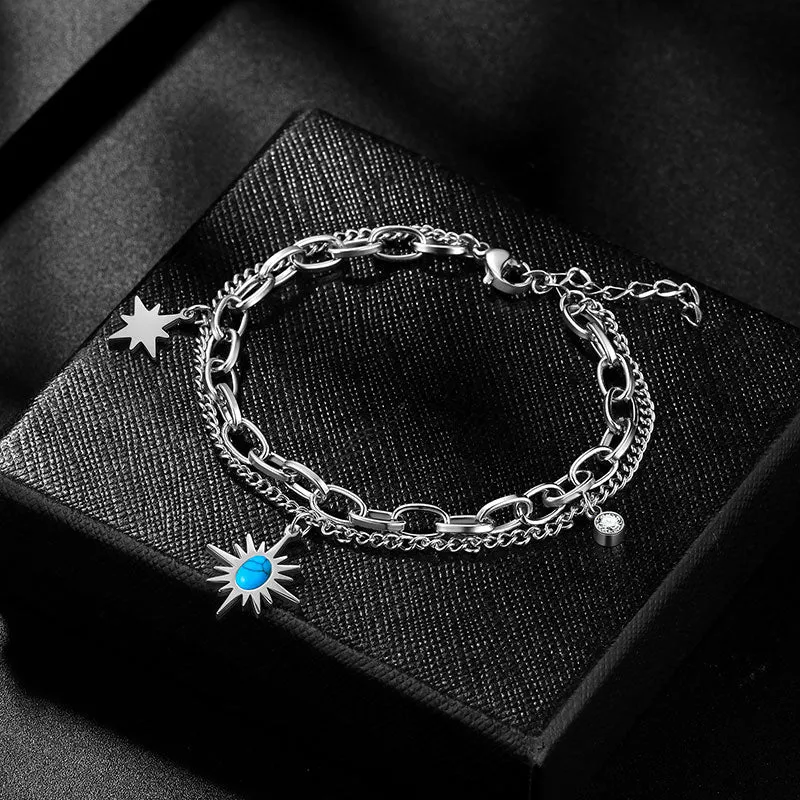 Tokyo Mart Sun Star Link Bracelets Women Jewelry Stainless Steel