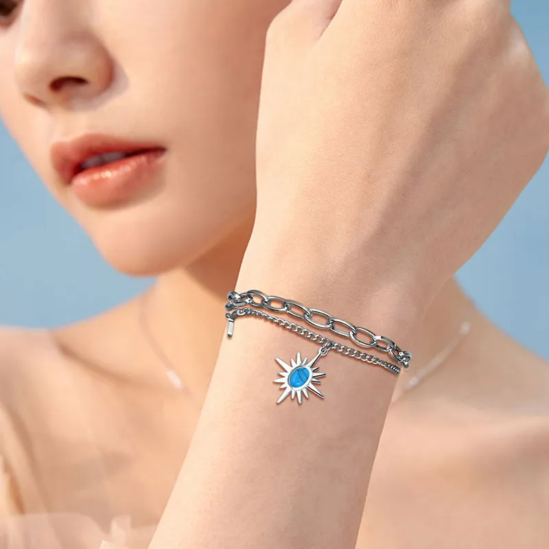 Tokyo Mart Sun Star Link Bracelets Women Jewelry Stainless Steel