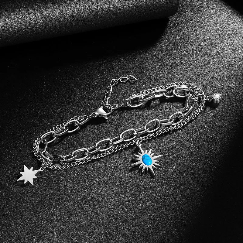 Tokyo Mart Sun Star Link Bracelets Women Jewelry Stainless Steel