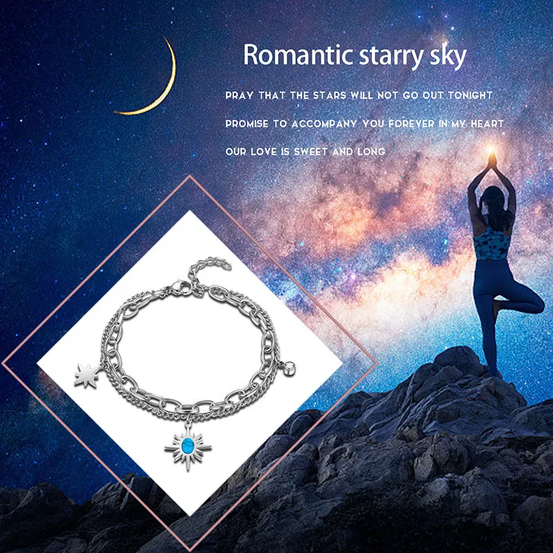 Tokyo Mart Sun Star Link Bracelets Women Jewelry Stainless Steel