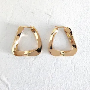 Twisted Triangular Hoop Earring in Two Sizes