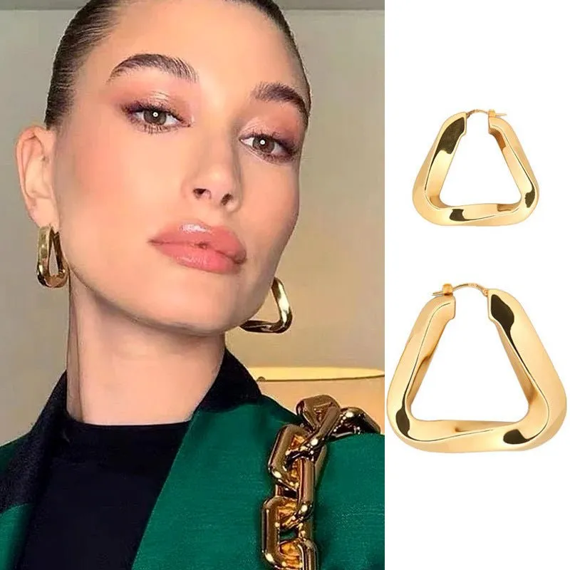 Twisted Triangular Hoop Earring in Two Sizes