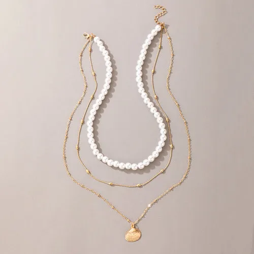 Vintage Style Simple 6mm Pearl Chain Choker Necklace For Women Wedding