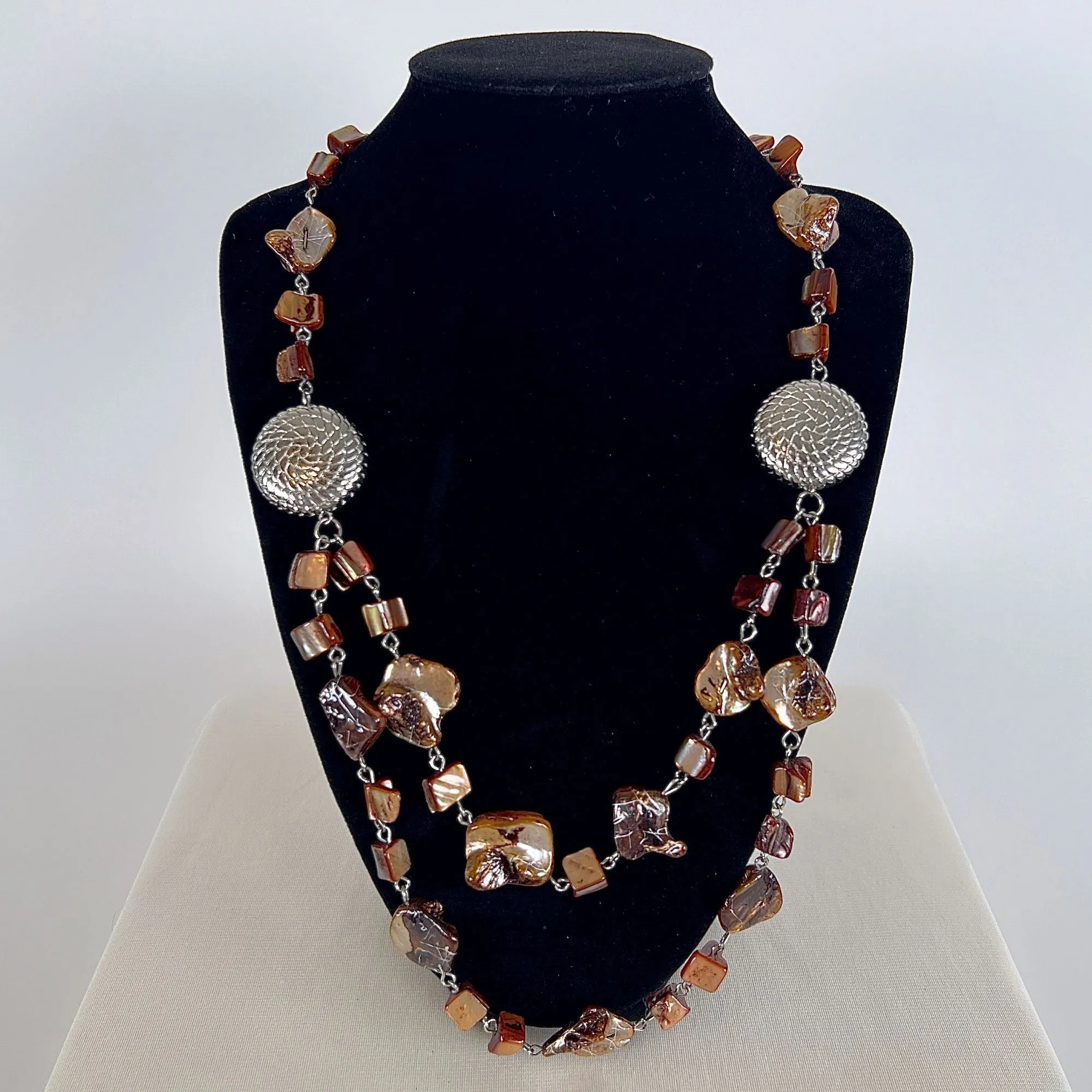 Vintage Y2K Brown Stone Layered Necklace