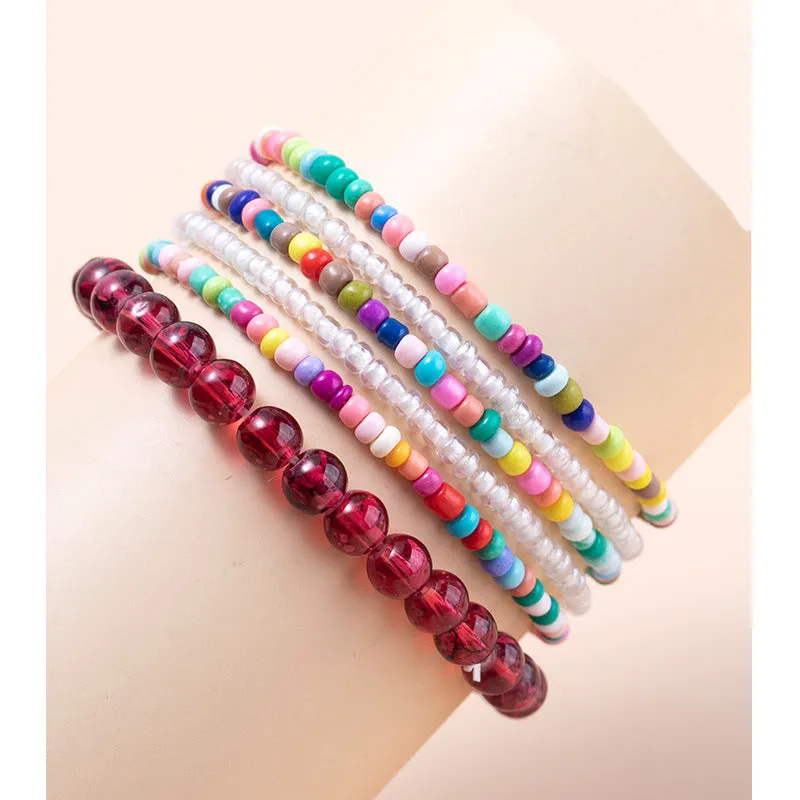 Women's Boho Beads Contrast Stacking Bracelet Set