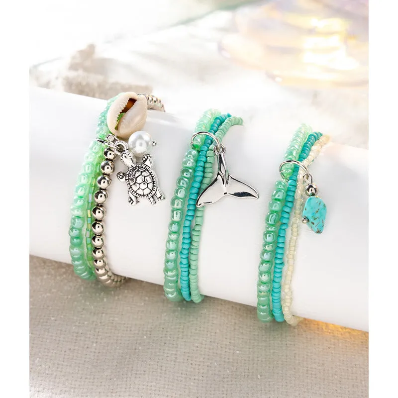 Women's Boho Beads Contrast Stacking Bracelet Set