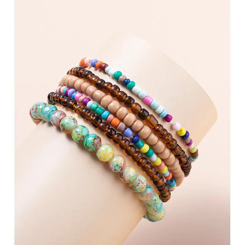 Women's Boho Beads Contrast Stacking Bracelet Set