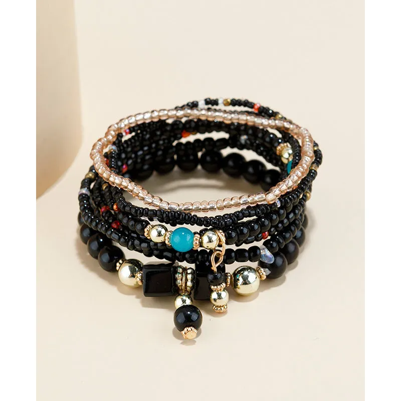 Women's Boho Beads Contrast Stacking Bracelet Set